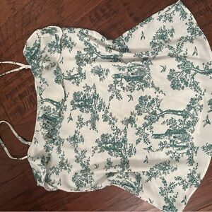 H&M Green and Cream Camisole Top